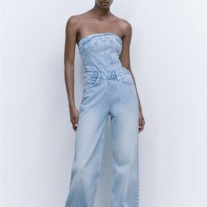 Zara- Long Denim Jumpsuit